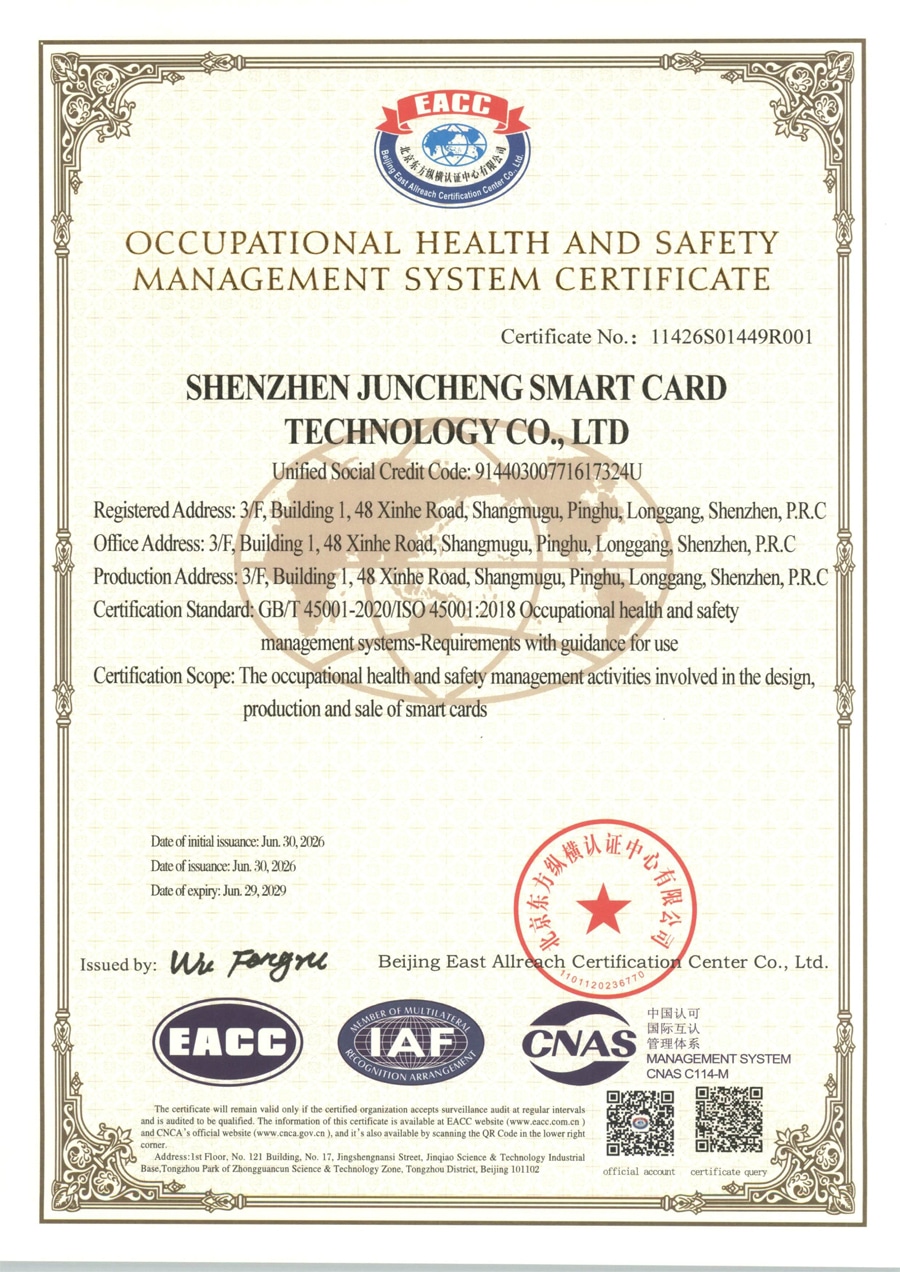 Certificatul SCIVAS ISO 45001:2018 pentru sistemul de management al sănătății și securității ocupaționale.