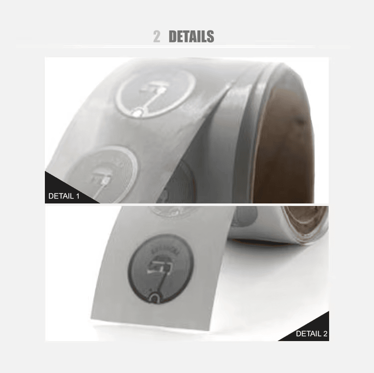 Etichete HF RFID personalizate pentru marketing inteligent, fotografie de produs cu suport adeziv în categoria HF RFID Labels.