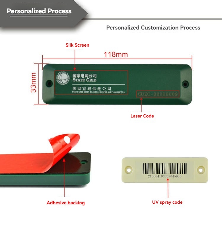 Această imagine evidențiază tagurile RFID ABS pe metal pentru active MRO din fabrică, cu suprafață premium pentru aplicații taguri RFID ABS pentru suprafețe metalice.