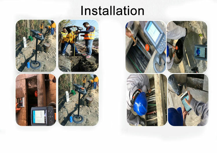 Acest colaj de instalare prezintă lucrări de localizare și citire a markerelor subterane în șanțuri, cămine, gropi de cabluri și trasee de conducte îngropate.