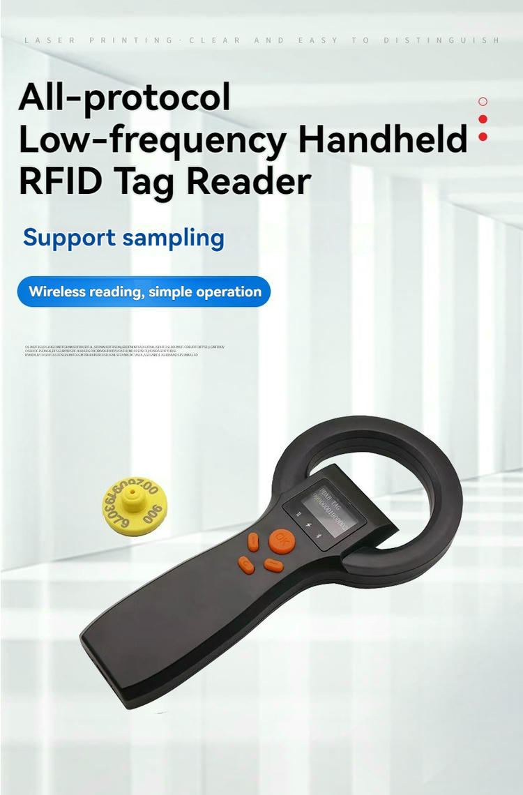 Poster de prezentare pentru cititorul RFID animal TS-L401 cu utilizare multi-protocol LF.