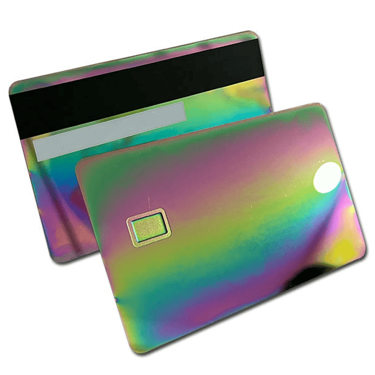 Carduri metalice cu cip personalizate pentru acces securizat, prezentate din perspectiva finisajului materialului pentru aplicații carduri IC metalice cu contact.