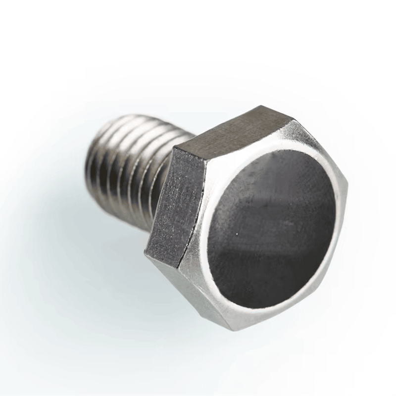 Diagramă structurală a tagului RFID cu șurub, prezentând secțiunea filetată și capul etanșat, proiectate pentru utilizare UHF robustă pe metal.