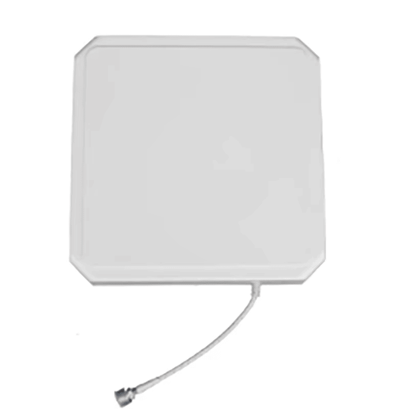Această imagine prezintă vedere frontală a antenei cititorului fix ZK-ANT258D UHF cu cablul care iese din marginea inferioară.