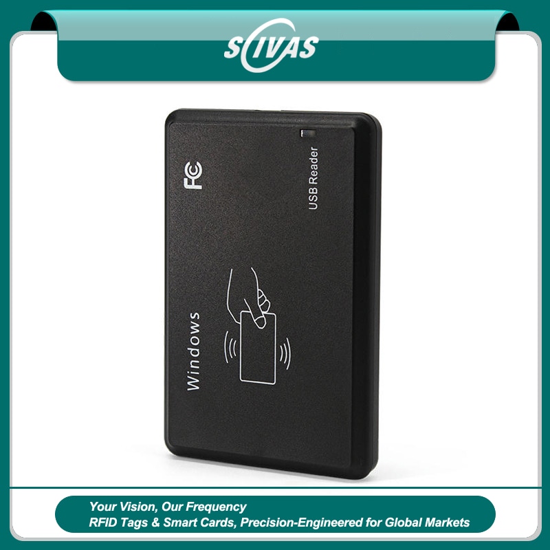 Această imagine evidențiază HF RFID Cititor de carduri pentru USB Control acces pe panoul frontal al tastaturii pt 13.56MHz HF RFID Aplicații pentru cititori.