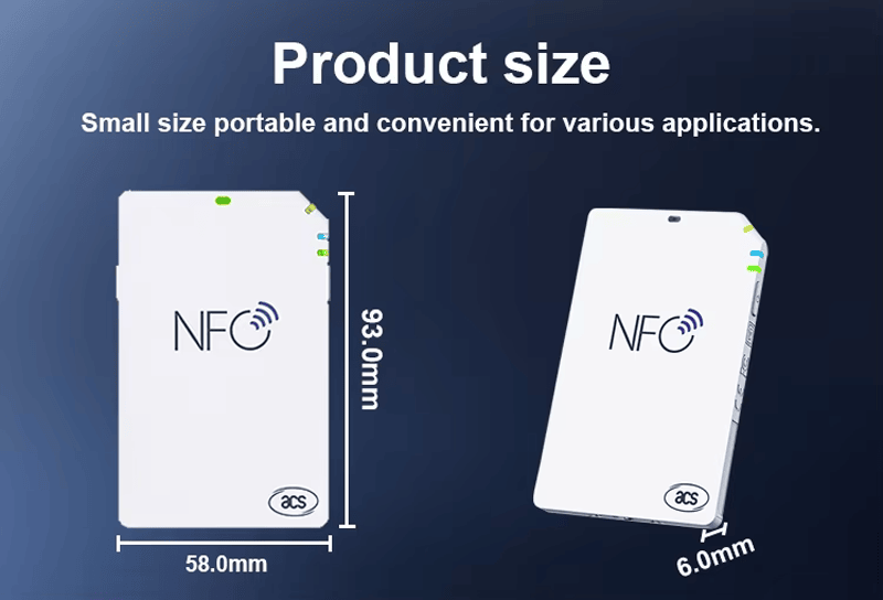 O ilustrație tehnică arată modul corect de instalare a unui card SAM în cititorul NFC acr1252u pentru activarea funcțiilor avansate de securitate.