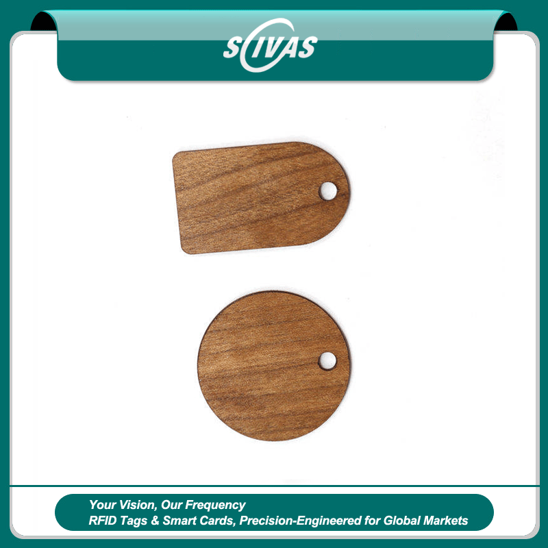 Brelocuri RFID din lemn ovale pentru acces personalizat