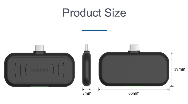 Diagrama dimensională a cititorului compact UHF RFID H101 arată fața și spatele, cu măsurători marcate de 66 mm 39 mm și 8 mm.