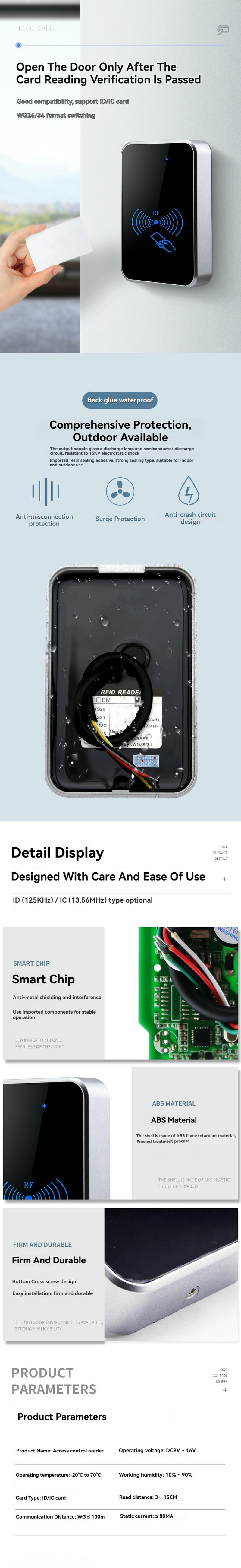 Diagramă detaliată a produsului care arată dimensiunile exacte ale cititorului de acces KA850: 115mm x 75mm x 22mm.