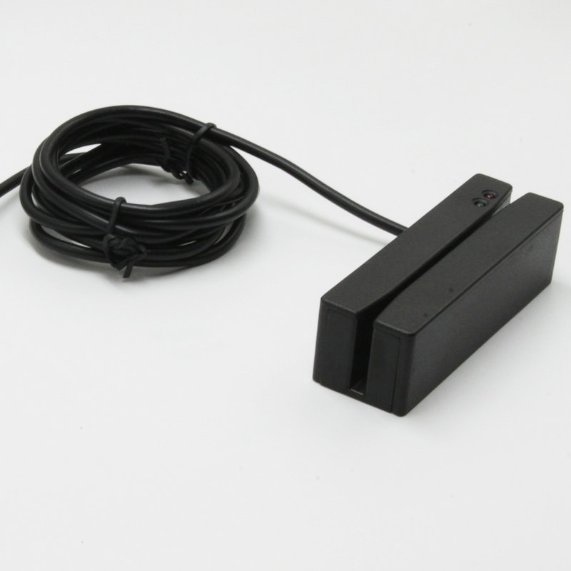Imagine largă cu cititorul de carduri cu bandă magnetică YD-440A-Series pe fundal alb, cu cablul USB lung aranjat ordonat.