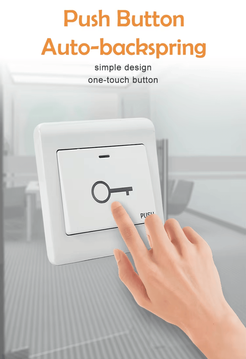 Buton de ieșire din plastic cu LED dublu pentru control acces prezentat cu panoul frontal pentru proiecte Exit Buttons.