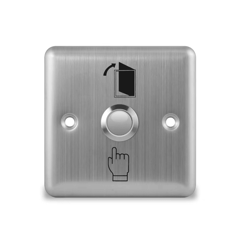Buton de ieșire metalic rezistent la apă pentru controlul accesului afișat cu accent pe panoul frontal al tastaturii pentru proiectele cu butoane de ieșire.
