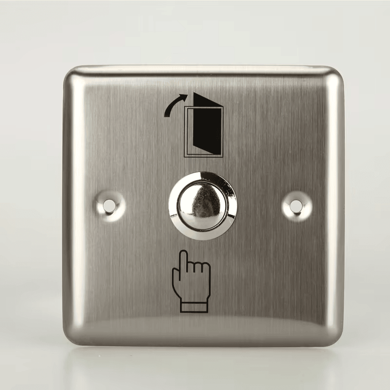 Buton de ieșire metalic rezistent la apă pentru controlul accesului afișat cu accent pe sistemul de securitate pentru proiectele cu butoane de ieșire.