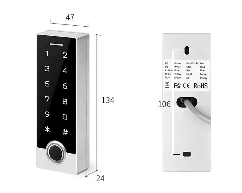 Terminal de control acces RFID cu amprentă și WiFi Tuya cu logo imprimat pentru proiecte de control acces biometric.