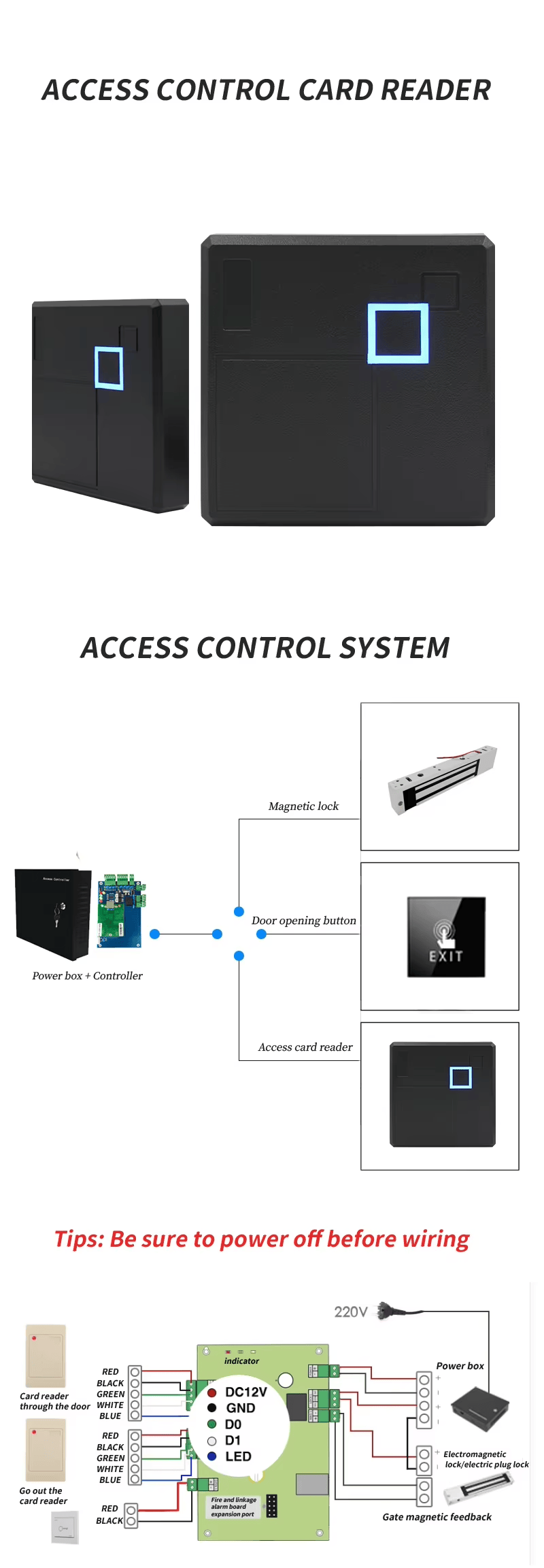 Imagine cu cititor RFID pentru acces uși utilizat în sisteme de control acces RFID.
