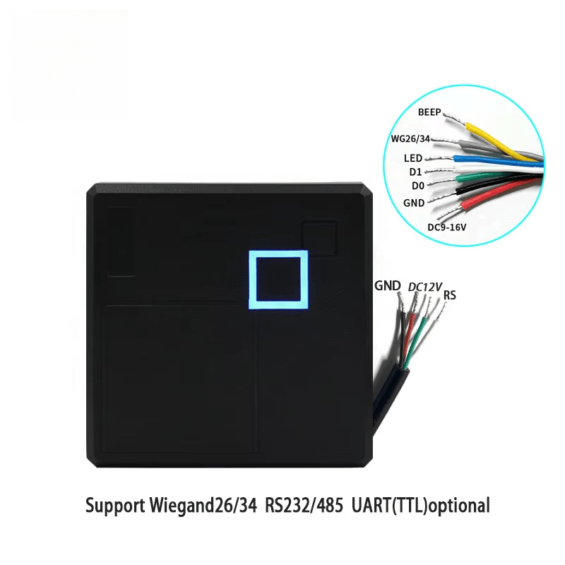 RFID Cititor de acces la intrare pentru controlul ușii fotografie a produsului care arată terminalul de cablare din categoria Cititoare de acces RFID.
