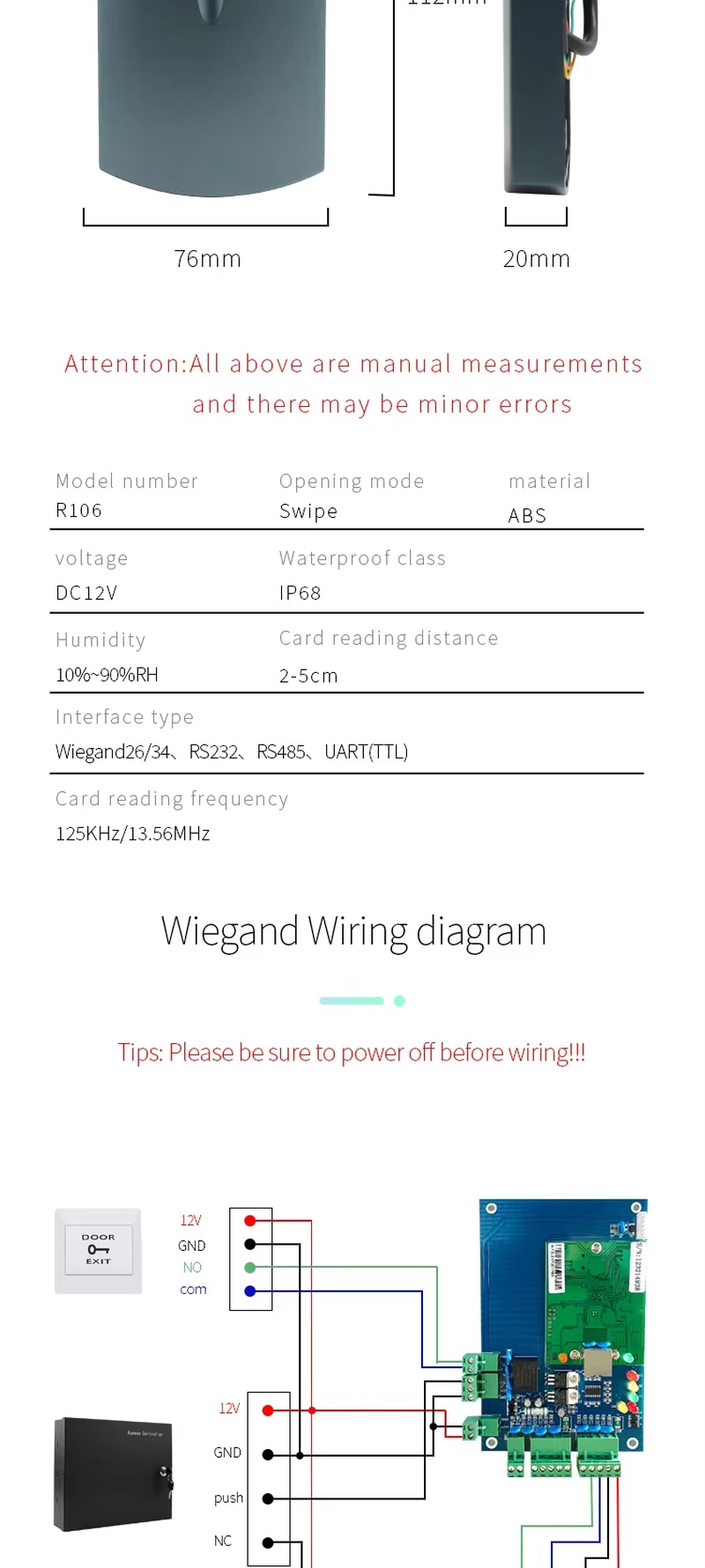 Cititor RFID exterior IP68 prezentat pentru proiecte RFID de acces personalizate.