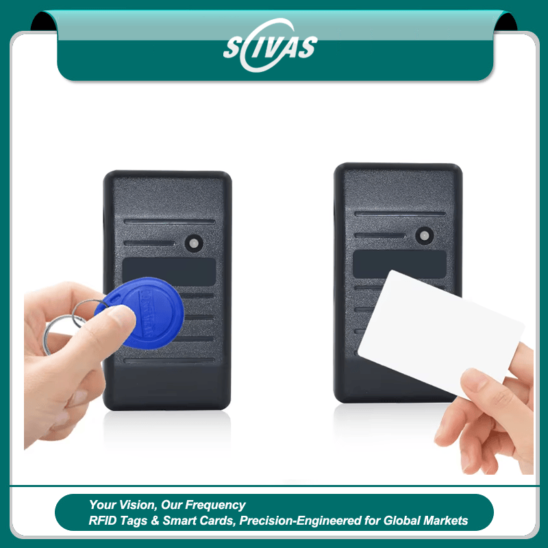 Cititor de acces RFID impermeabil la 125KHz cu RS232 afișat cu o instalație de intrare pentru ușă pentru cumpărătorii care compară soluțiile cititoare de acces RFID.