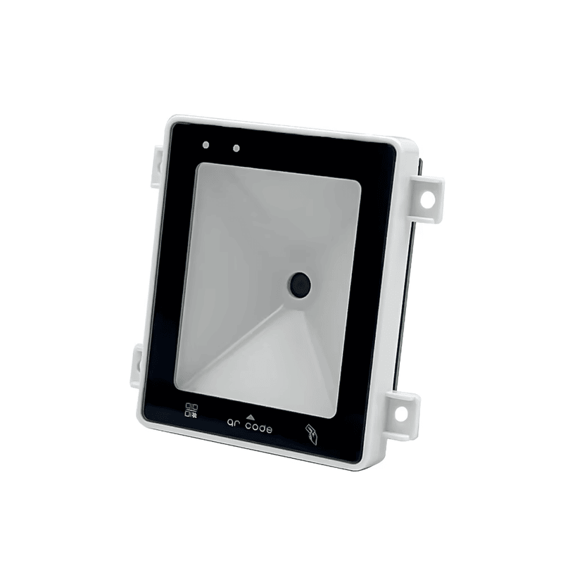 Cititor QR RFID cu ieșire Wiegand prezentând indicatorul LED.