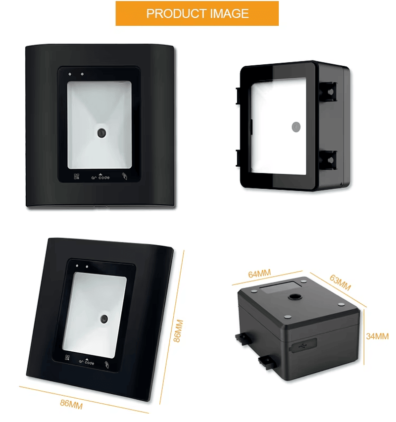 Cititor QR RFID cu ieșire Wiegand prezentând terminalul de conectare.