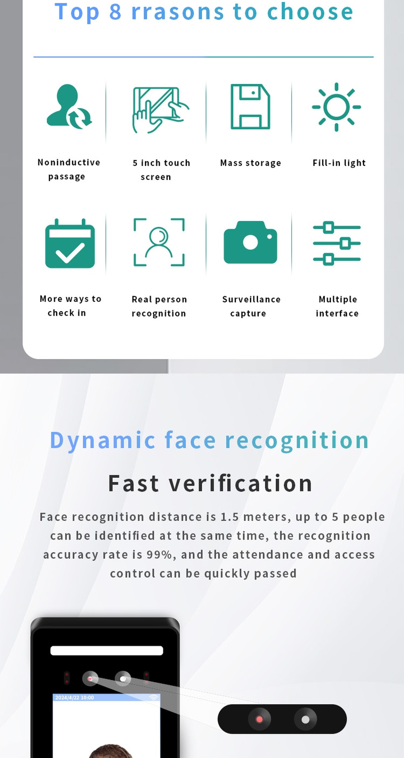Imaginea evidențiază detaliul cipului pentru terminalul facial cloud de pontaj de 5 inch, utilizat în aplicații cu terminale biometrice de control acces.