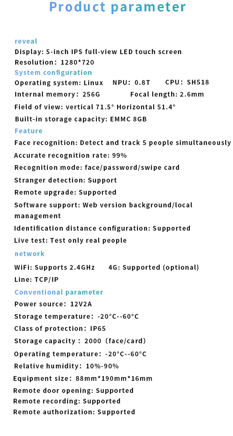 Terminal facial cloud de pontaj de 5 inch afișat cu accent pe vederea frontală pentru proiecte cu terminale biometrice de control acces.