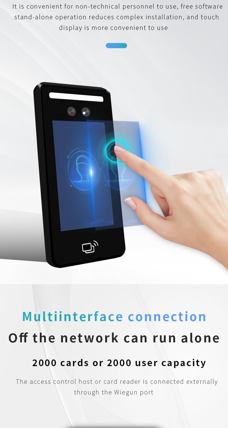 Terminal facial cloud de pontaj de 5 inch afișat cu accent pe controlul sigur al accesului pentru proiecte cu terminale biometrice de control acces.