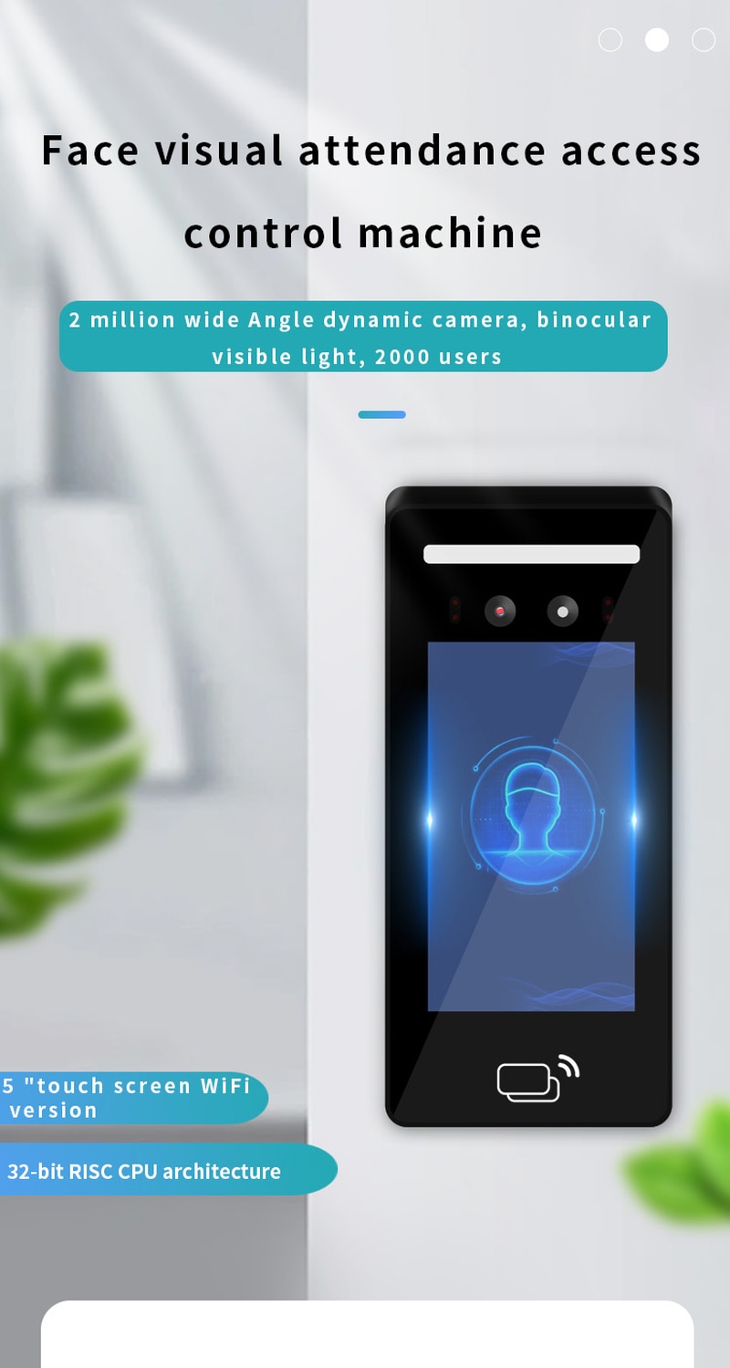Imaginea evidențiază terminalul facial cloud de pontaj de 5 inch în cadrul unui sistem de securitate pentru aplicații cu terminale biometrice de control acces.
