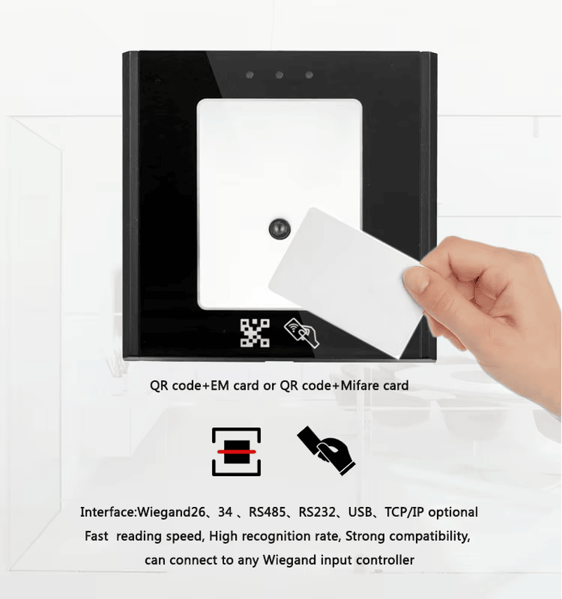 Dispozitivul oferă o distanță de citire fiabilă de la zero la douăzeci de centimetri pentru coduri QR și până la șase centimetri pentru carduri sau taguri RFID