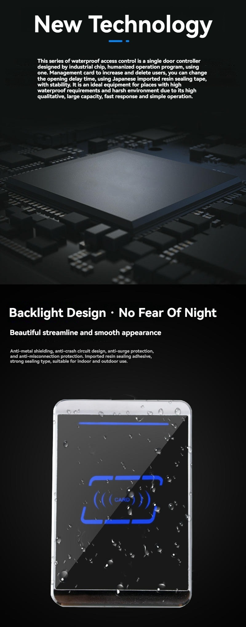 Detaliu de aproape al tastaturii metalice iluminate de pe KA-MJ-JAS03, pentru vizibilitate si operare clara in conditii de lumina redusa.